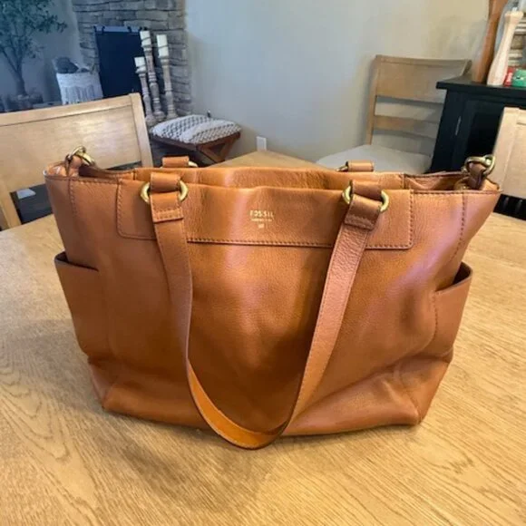 Fossil Jolie Leather Tote in Brandy Color - Picture 1 of 6